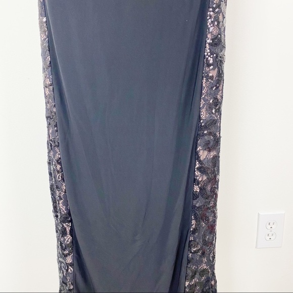 LRL LAUREN RALPH LAUREN Evening Gown Black Sequin Nude Lining Slimming Pleats 4 - Picture 5 of 9